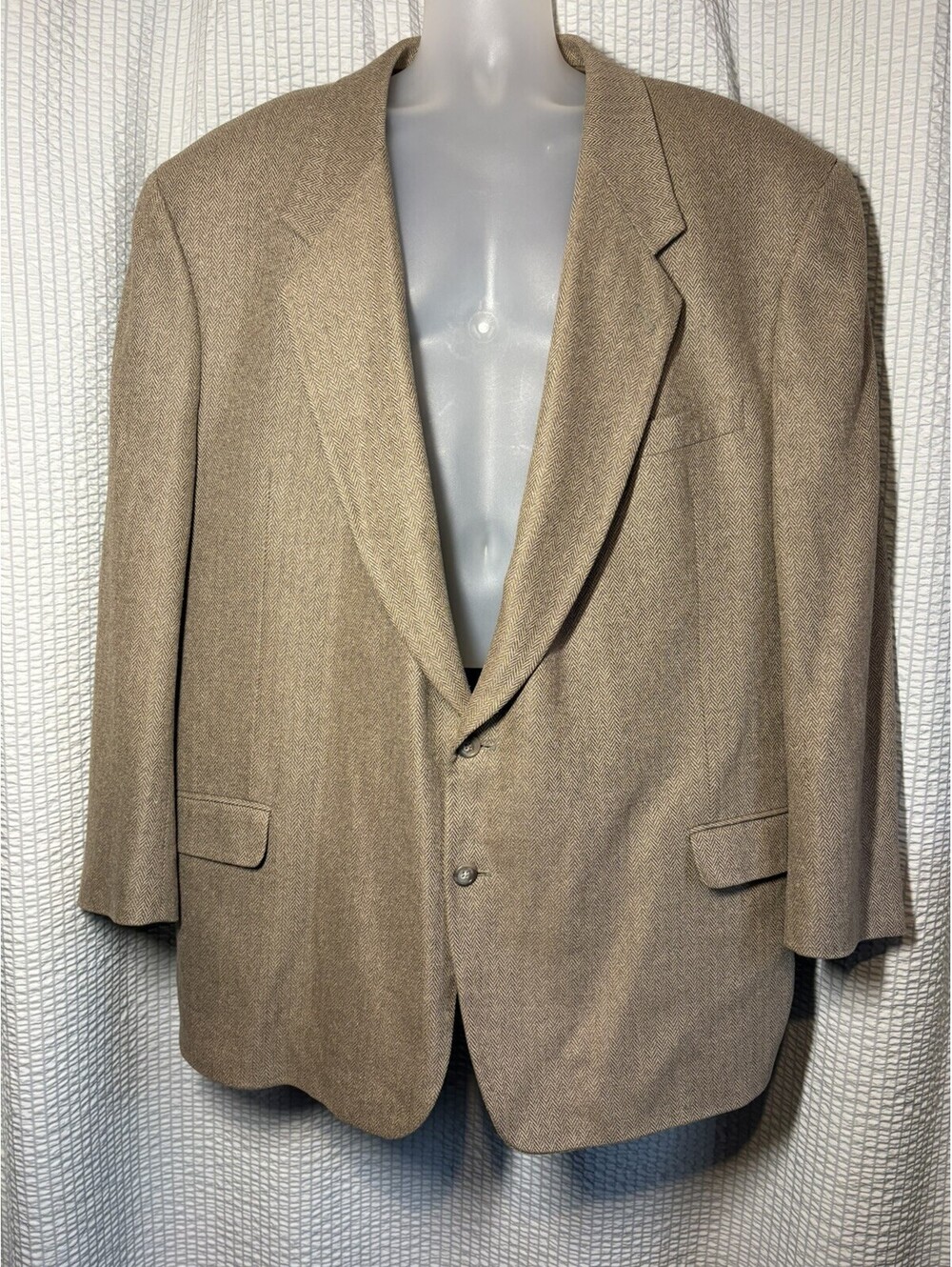 Versini Silk/Wool Beige Satin Lined Sport Coat Blazer Men 56 Long Luxury